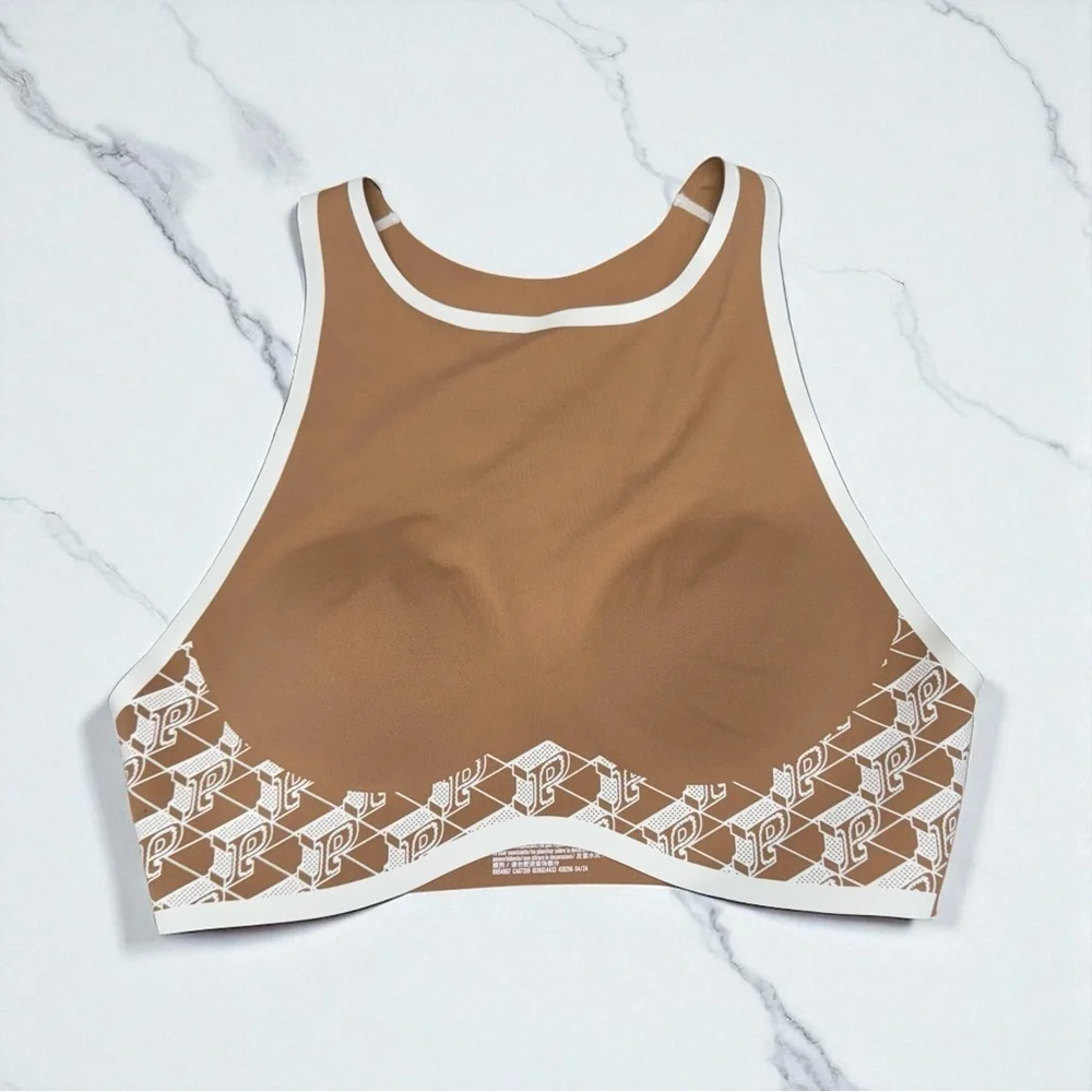 Victoria’s Secret PINK Brown Relay Logo High Neck Sports Bra Medium New with tag